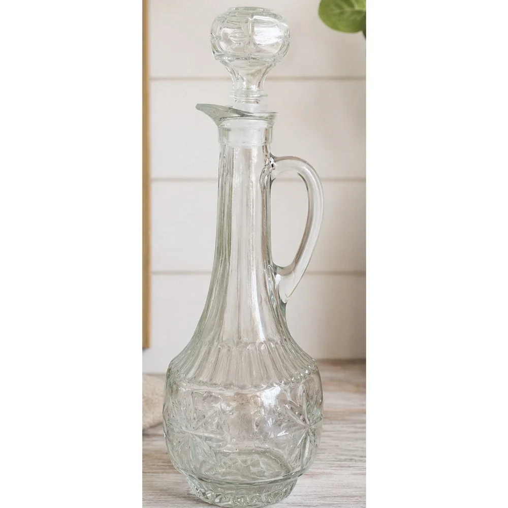 Vintage 🍸🍷🍾Clear Glass Decanter Stopper Whiskey Wine Carafe Starburst 12
